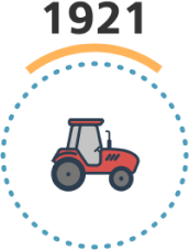 Year 1921 with tractor in dashed circle icon